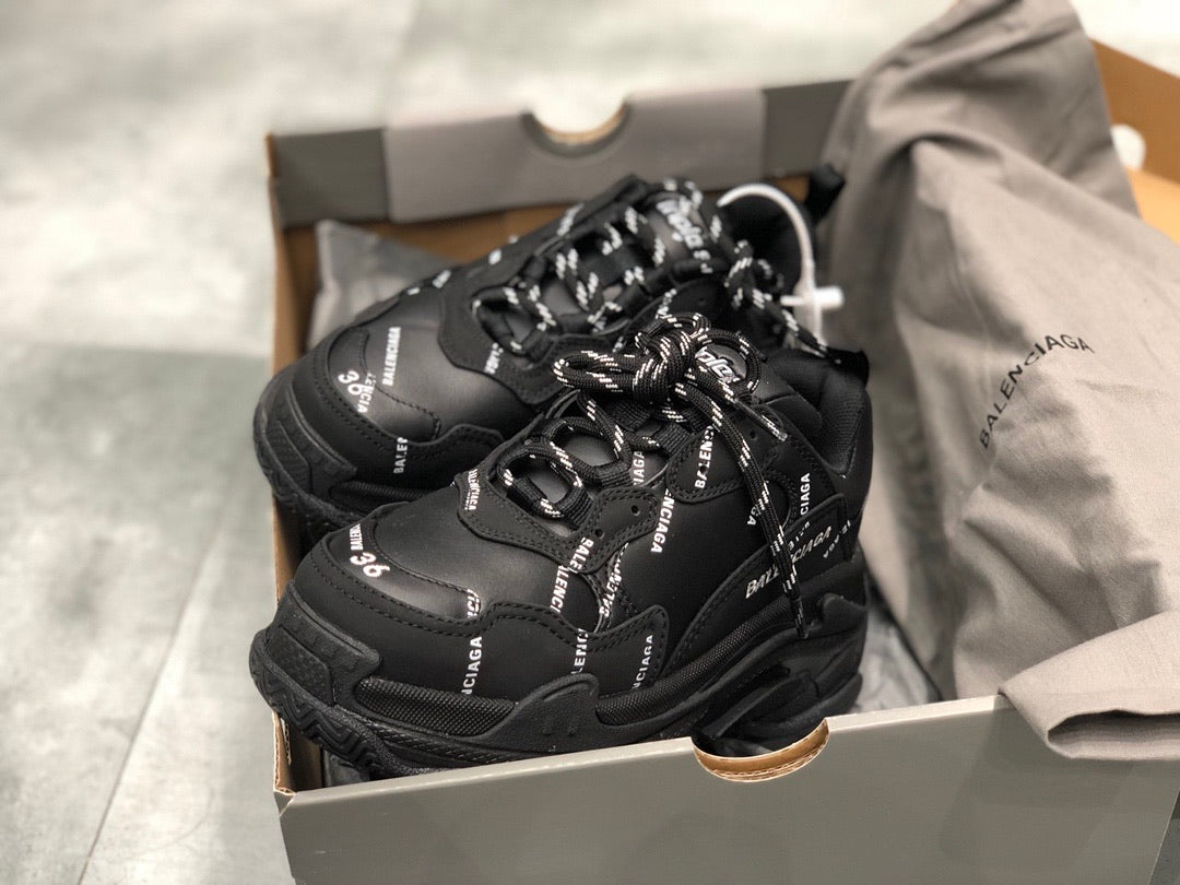 Triple S Allover Logo Black